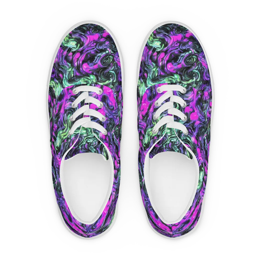 Plasma Ribbons on Men's Lace-Up Canvas Shoes — Front