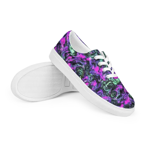 Plasma Ribbons on a Men's Lace-Up Canvas Shoes