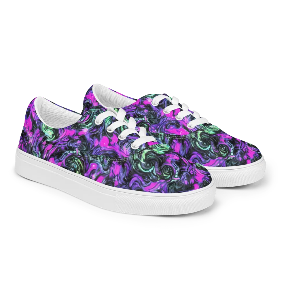 Plasma Ribbons on Men's Lace-Up Canvas Shoes — Right Front
