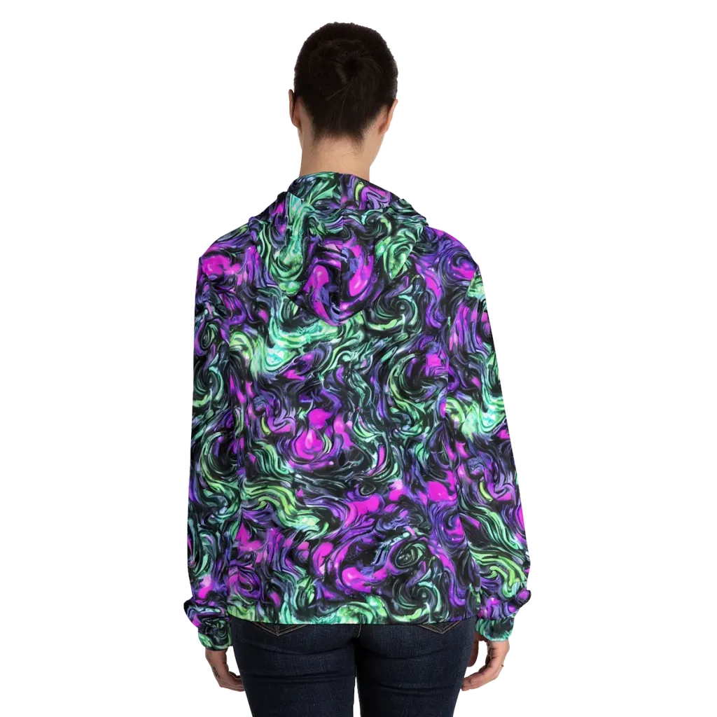 Plasma Ribbons on Women's Full-Zip Hoodie — Back On Person