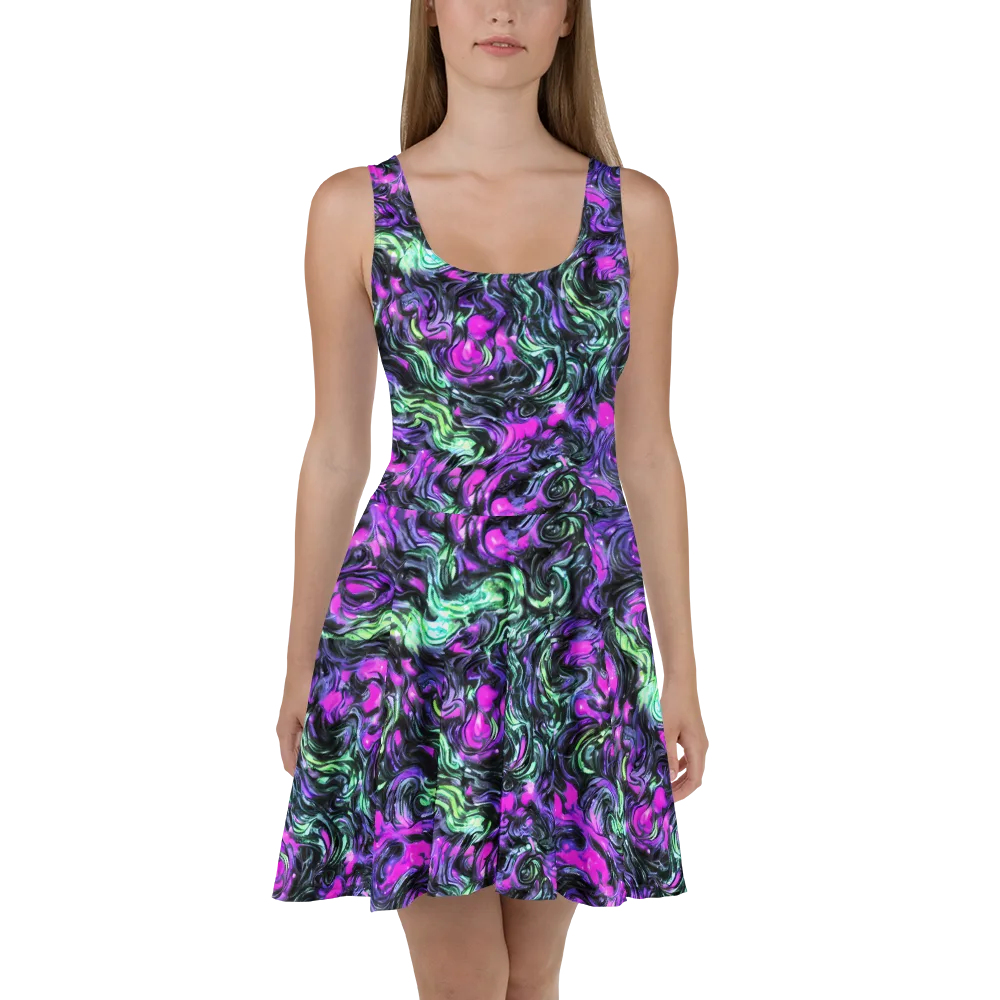 Plasma Ribbons on Skater Dress — Front