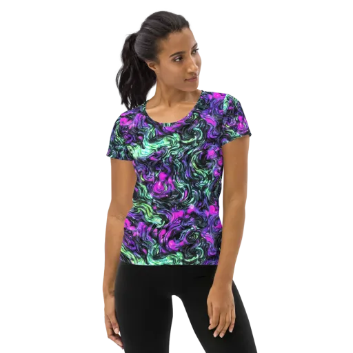 Plasma Ribbons on a Women's Athletic T-Shirt