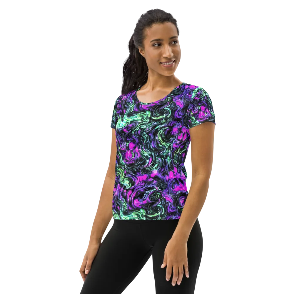 Plasma Ribbons on Women's Athletic T-Shirt — Left