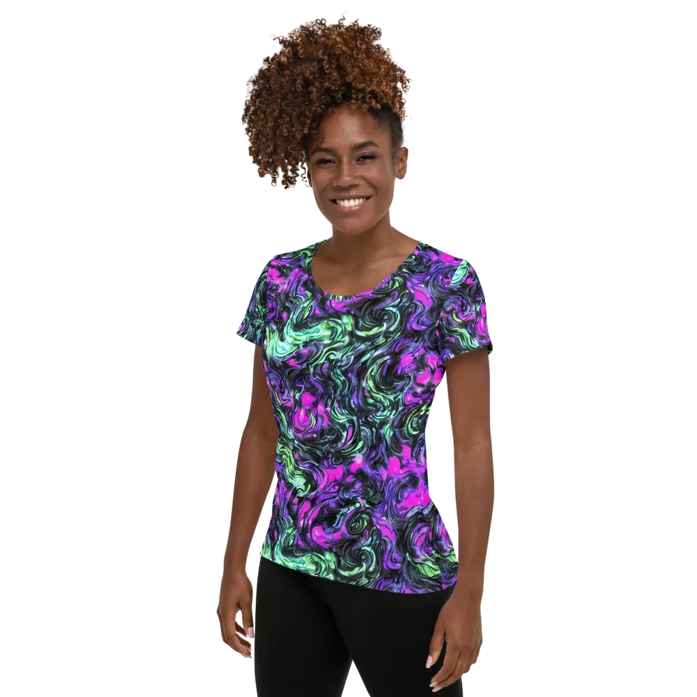 Plasma Ribbons on Women's Athletic T-Shirt — Left