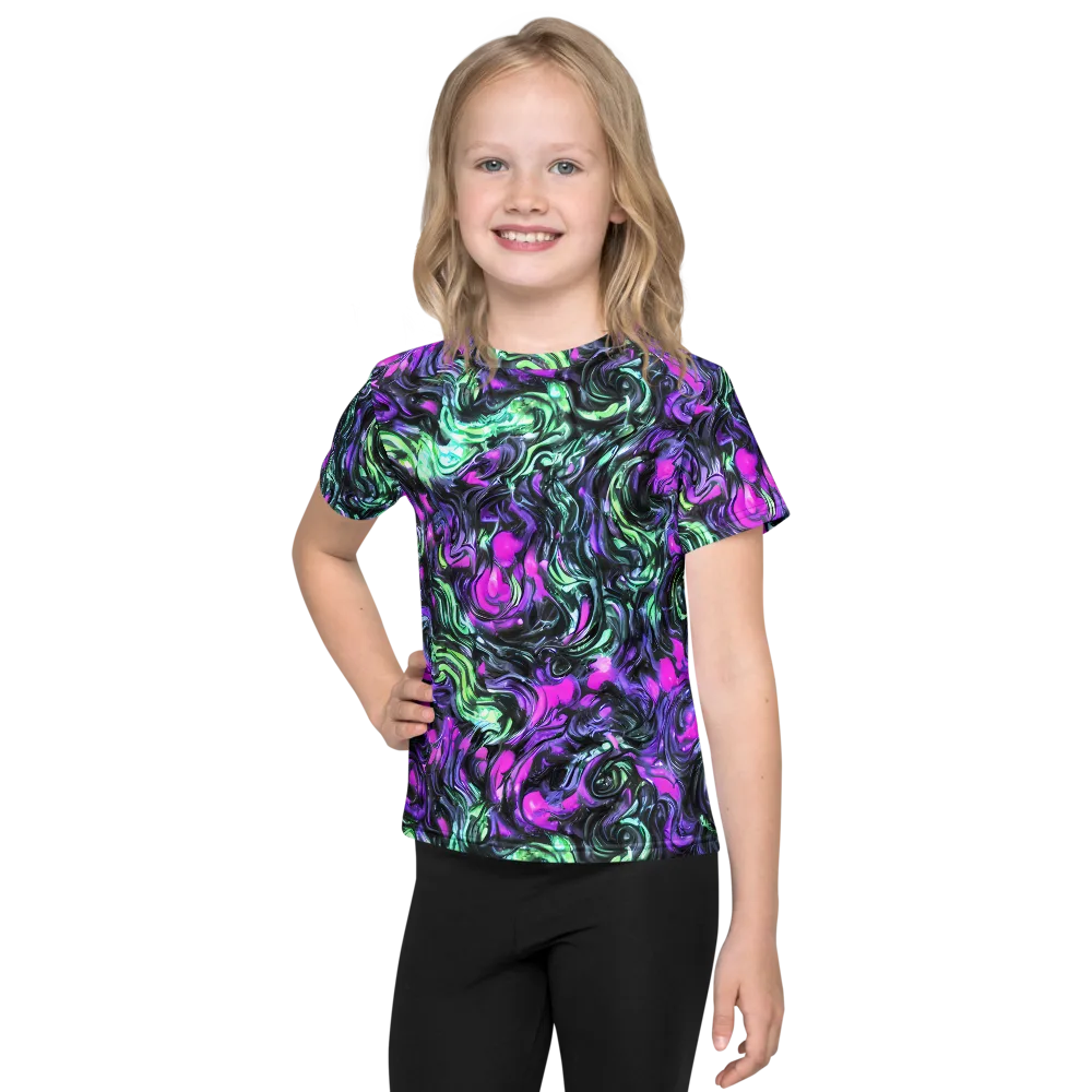 Plasma Ribbons on Kids Crew Neck T-Shirt — Front