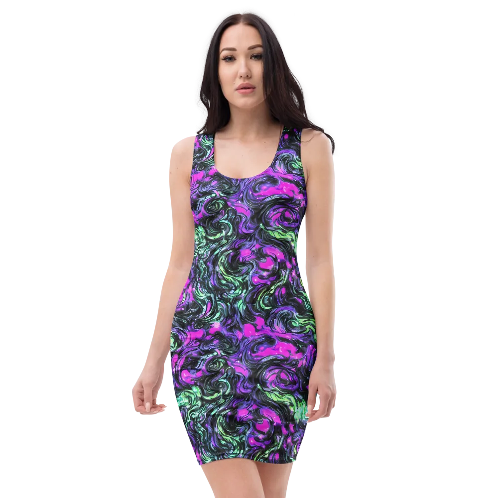 Plasma Ribbons on Bodycon Dress — Front
