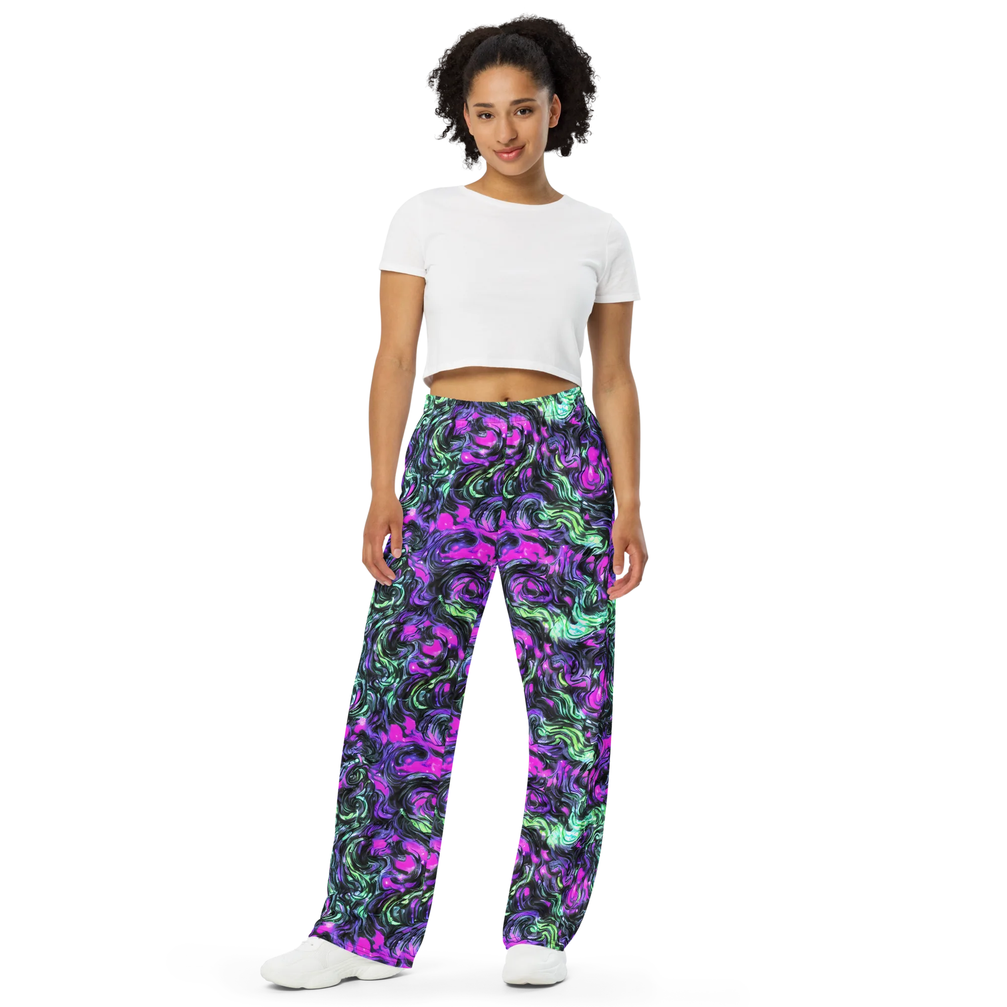 Plasma Ribbons on Wide-Leg Pants — Front