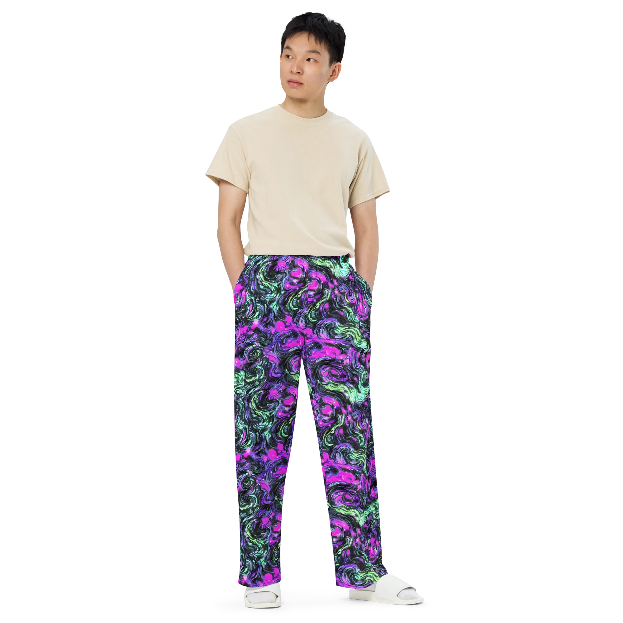 Plasma Ribbons on Wide-Leg Pants — Front