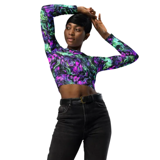 Plasma Ribbons on a Long Sleeve Crop Top