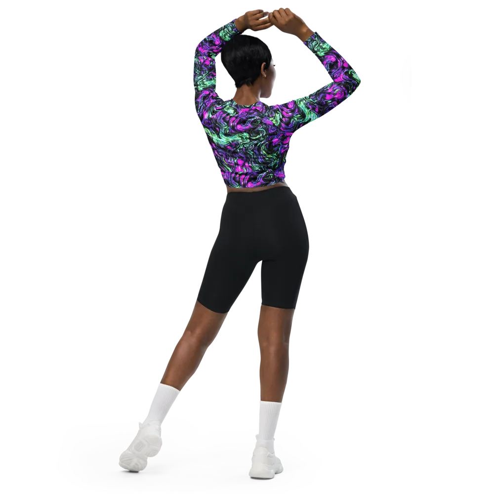 Plasma Ribbons on Long Sleeve Crop Top — Back