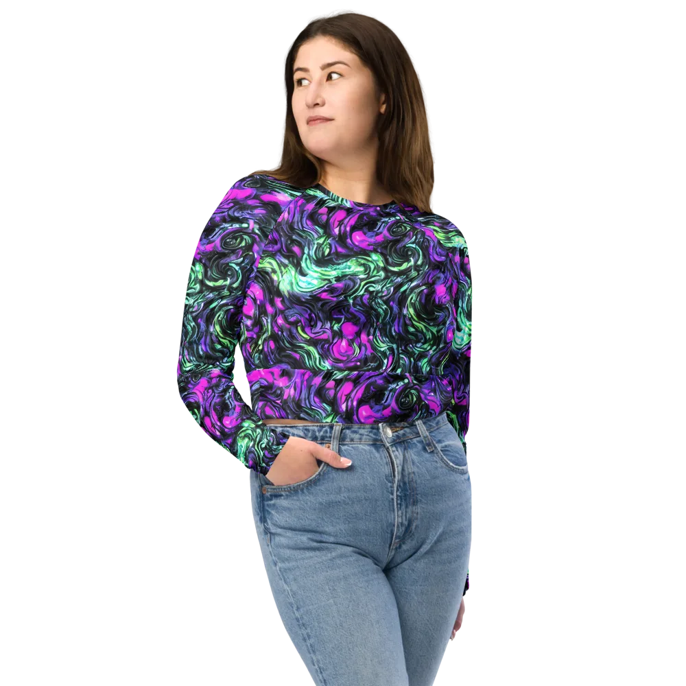 Plasma Ribbons on Long Sleeve Crop Top — Front
