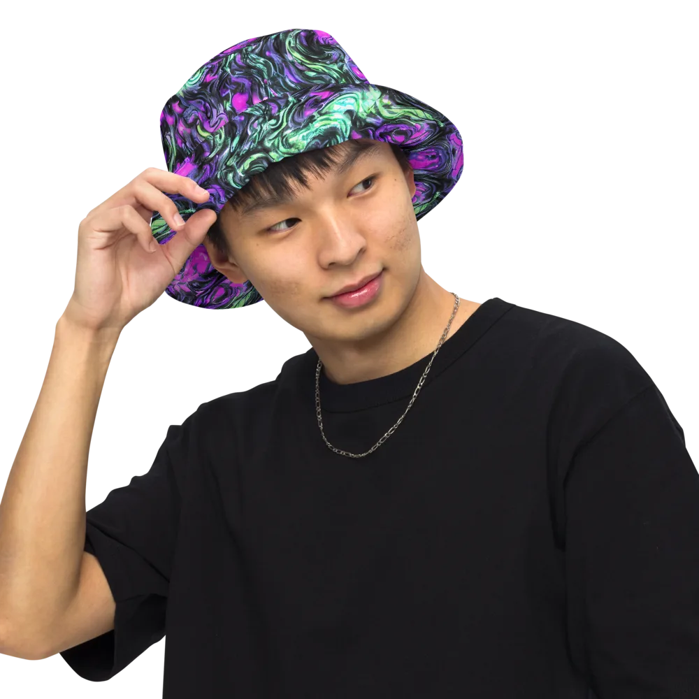 Plasma Ribbons on Reversible Bucket Hat — Front Inside
