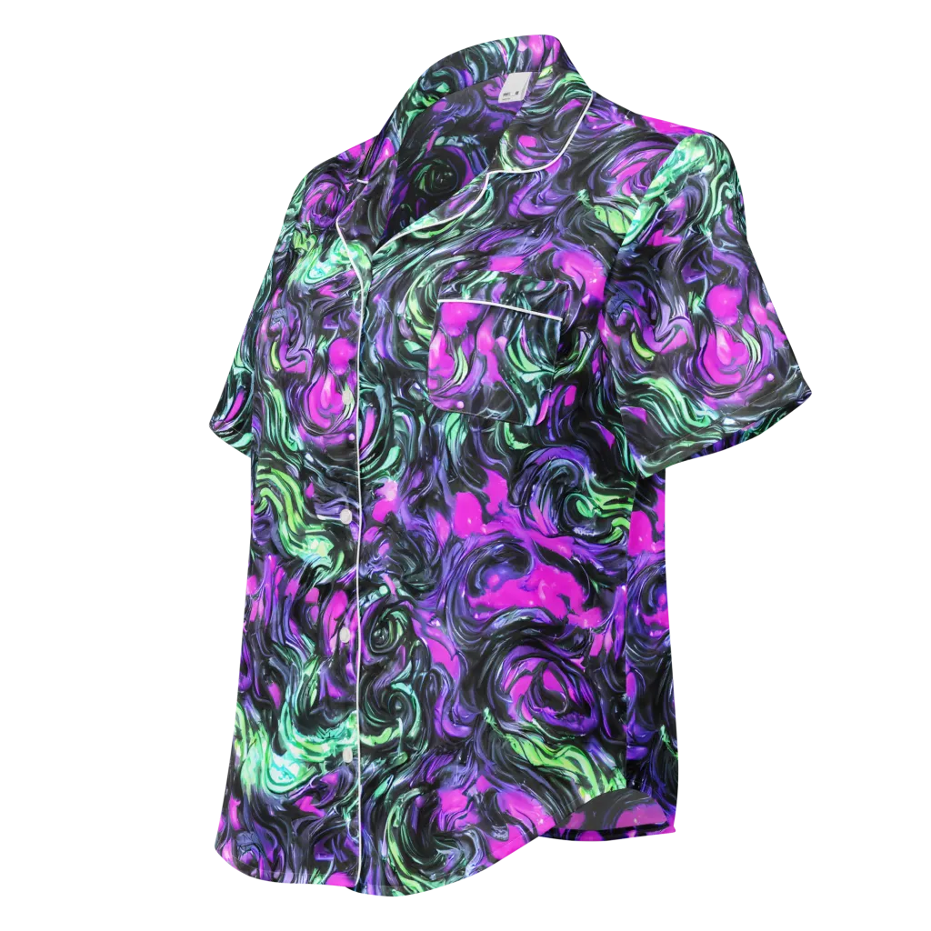 Plasma Ribbons on Women's Short Sleeve Pajama Top — Left Front