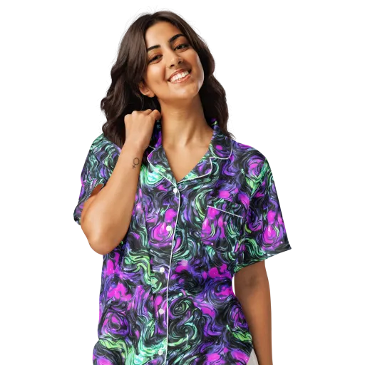 Plasma Ribbons on a Women's Short Sleeve Pajama Top