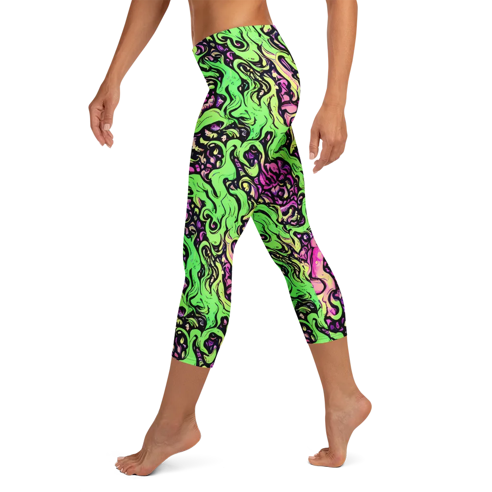 Acid Tangle on Capri Leggings — Left
