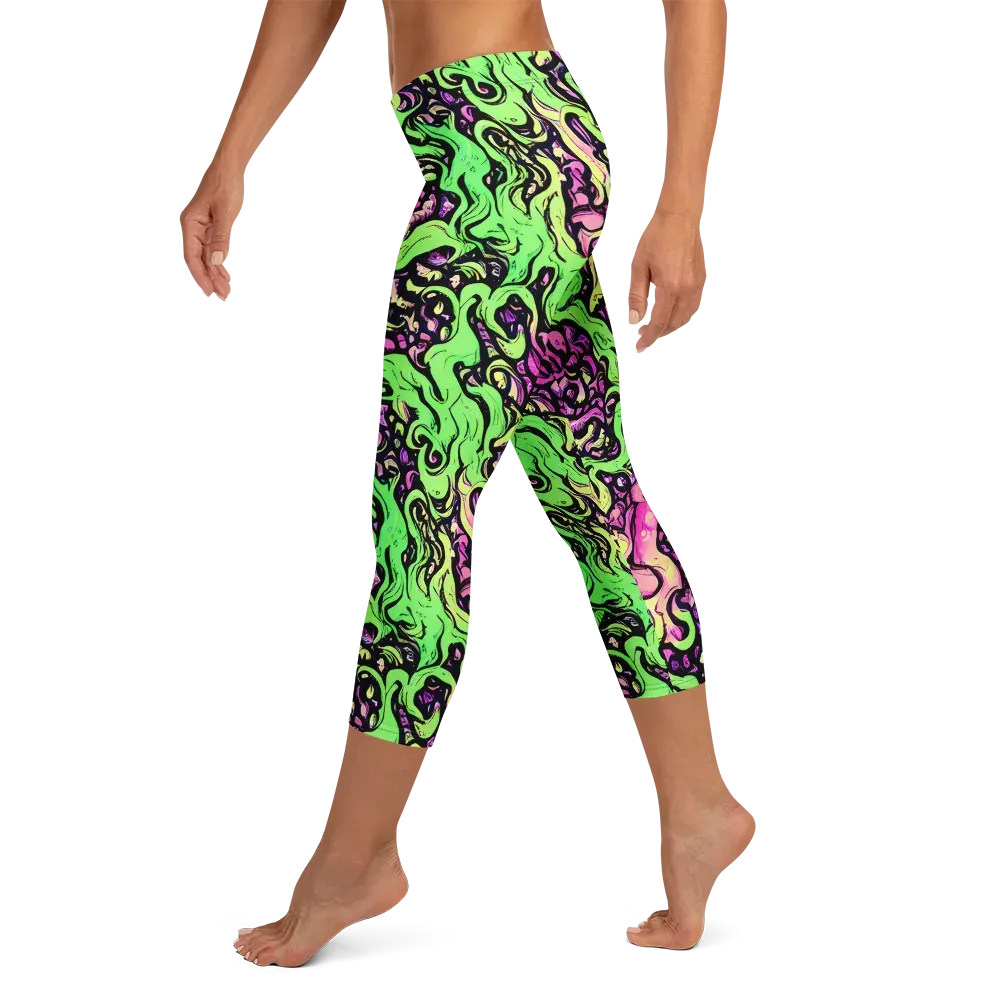 Acid Tangle on Capri Leggings — Left