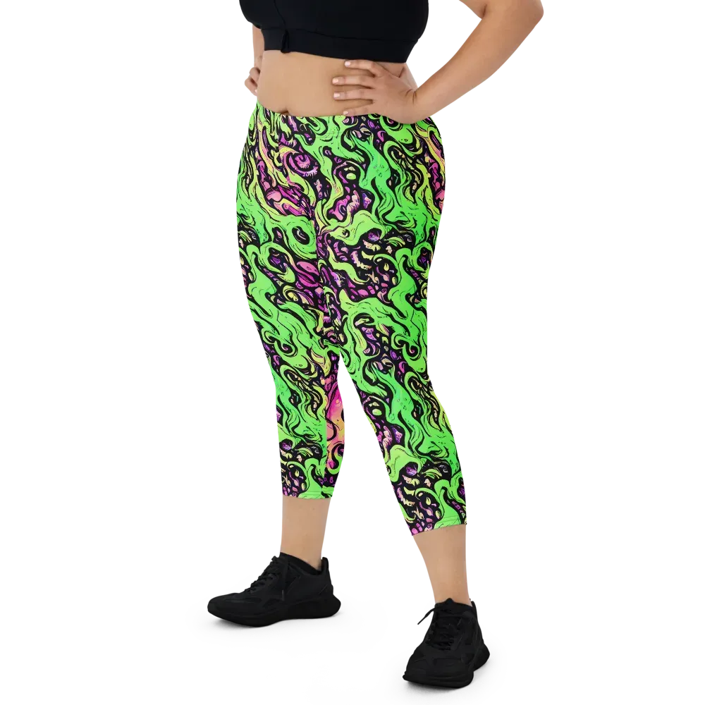Acid Tangle on Capri Leggings — Front