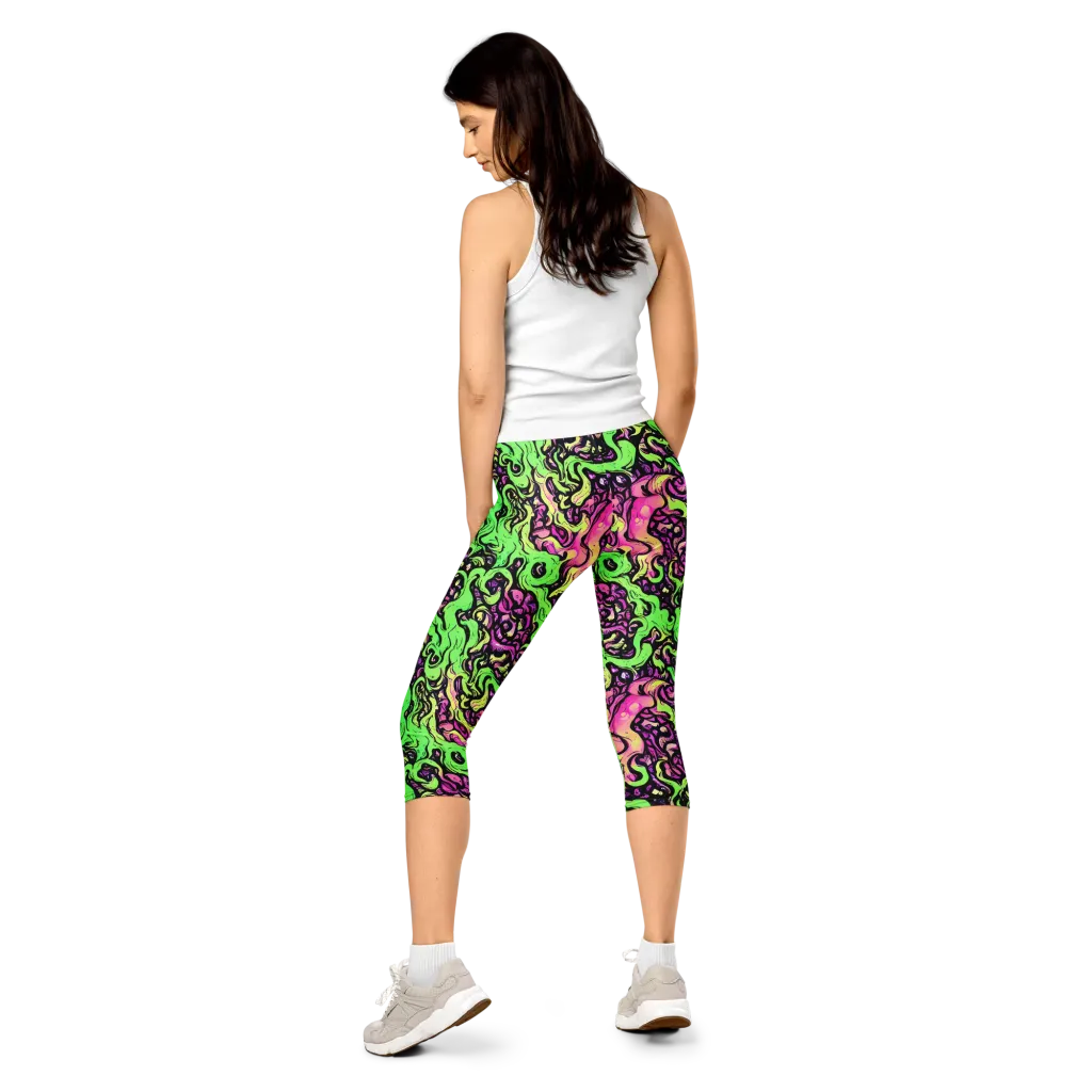 Acid Tangle on Capri Leggings — Back