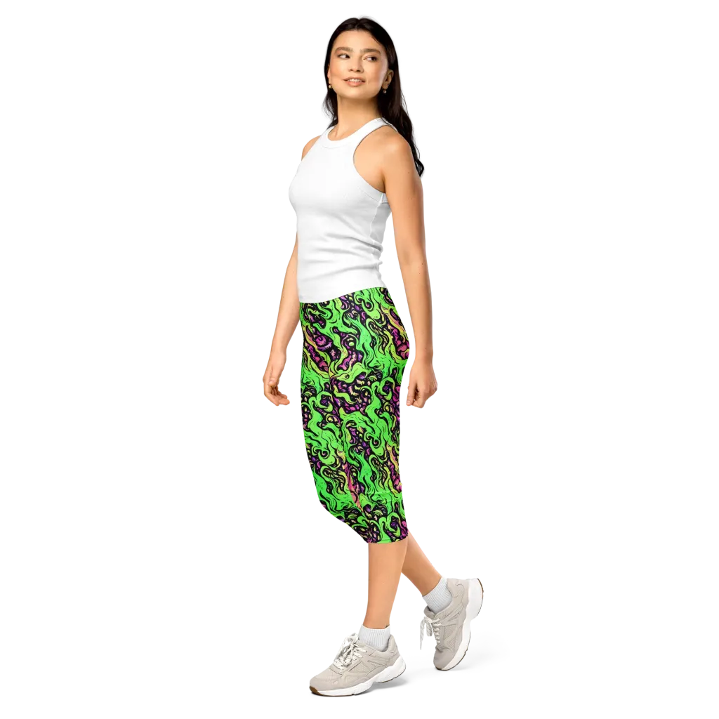 Acid Tangle on Capri Leggings — Left Front