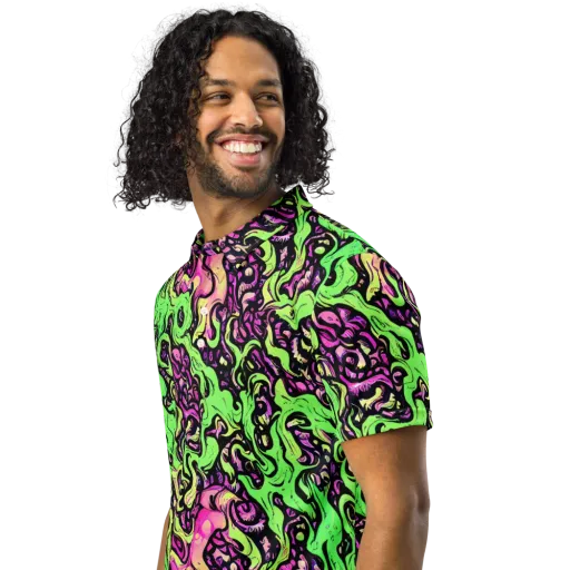 Acid Tangle on a Men's Slim Fit Polo Shirt