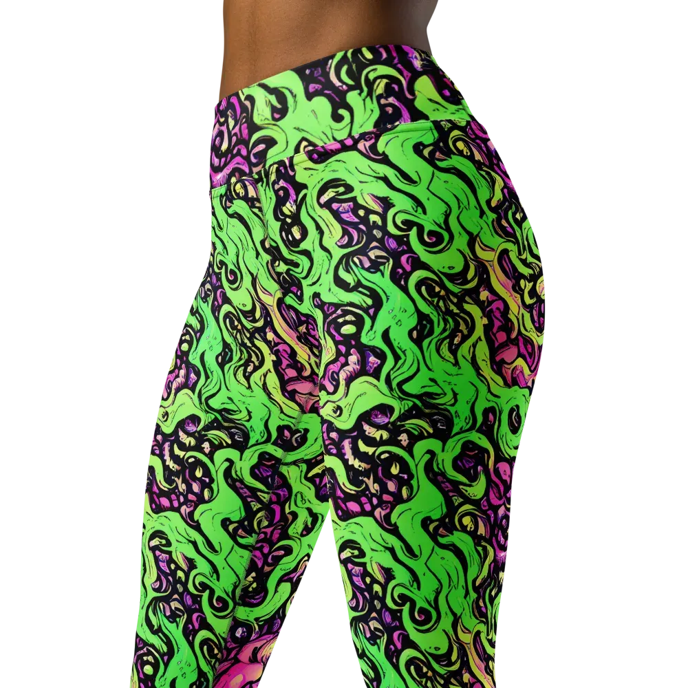 Acid Tangle on Yoga Leggings — Left Front