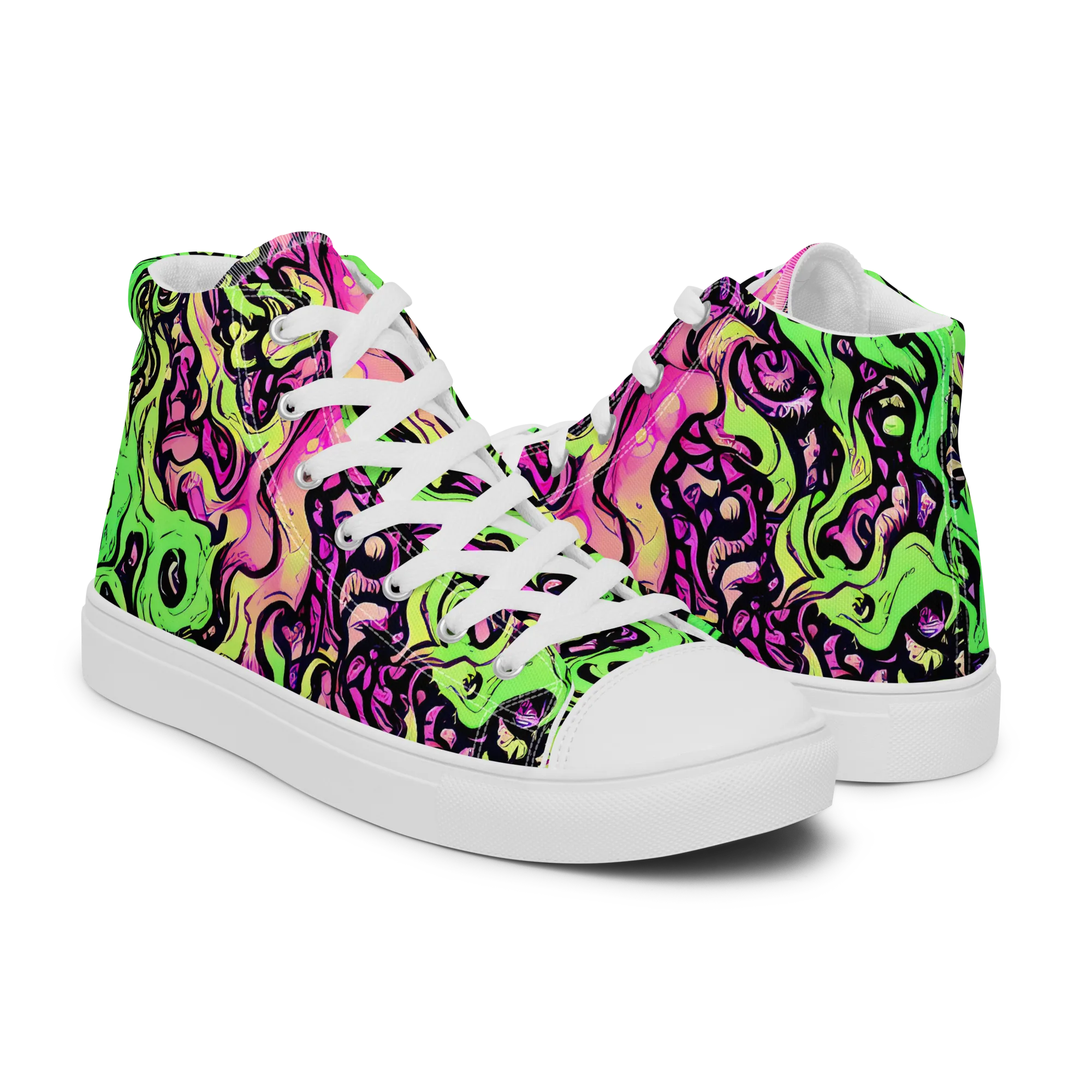 Acid Tangle on Men's High Top Canvas Shoes — Right