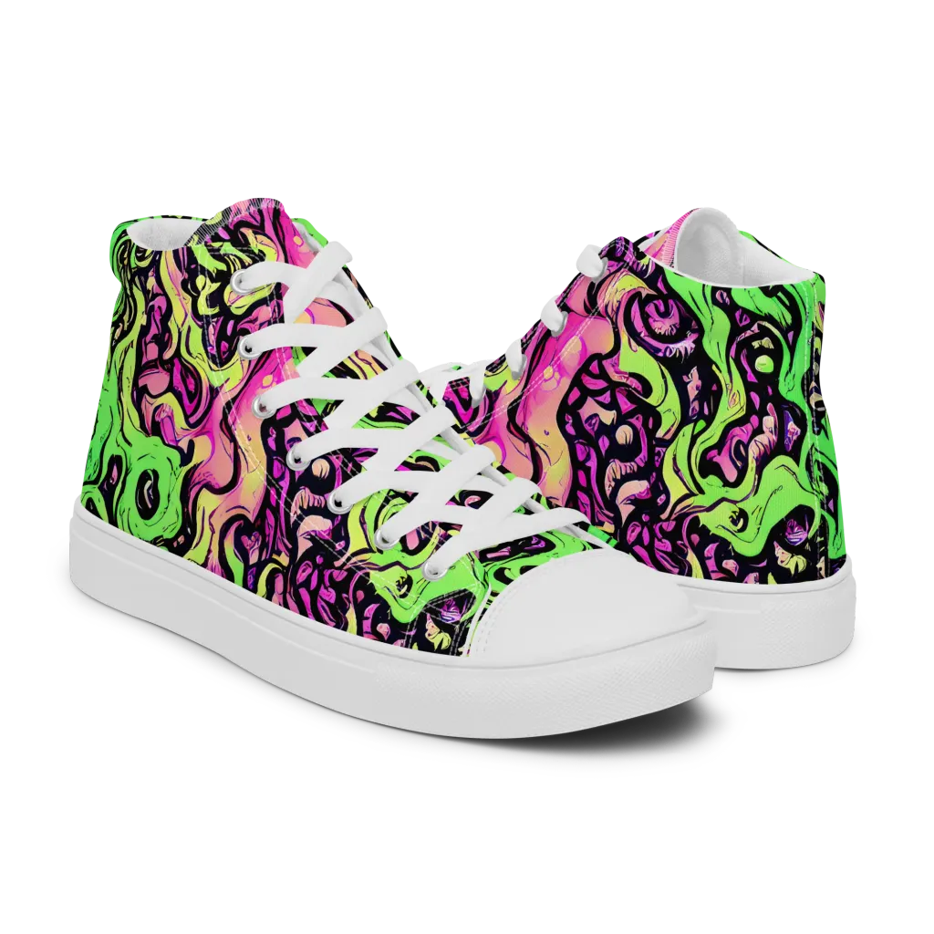 Acid Tangle on Men's High Top Canvas Shoes — Right