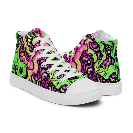 Acid Tangle on a Men's High Top Canvas Shoes