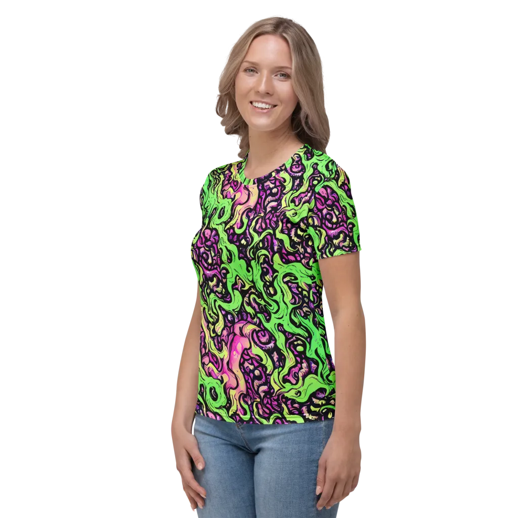 Acid Tangle on Women's Crew Neck T-Shirt — Left