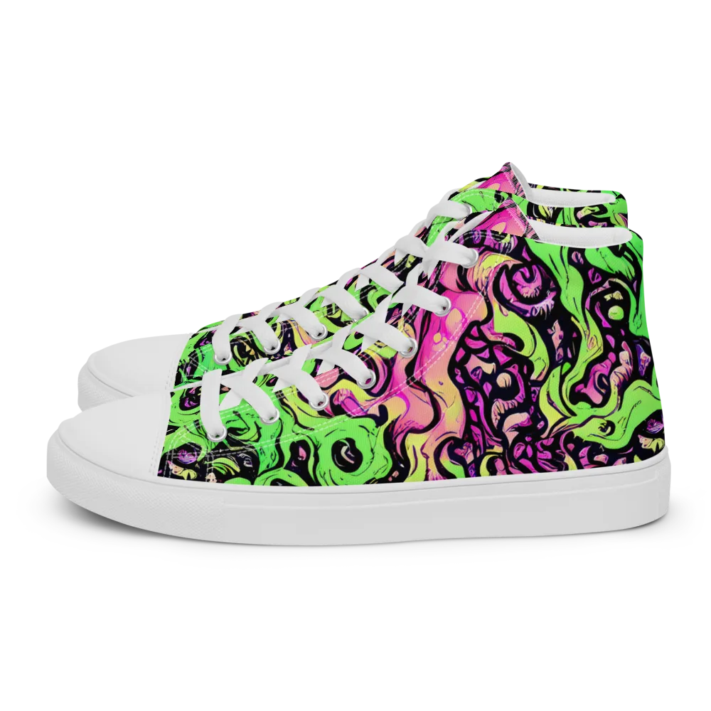 Acid Tangle on Women's High Top Canvas Shoes — Left