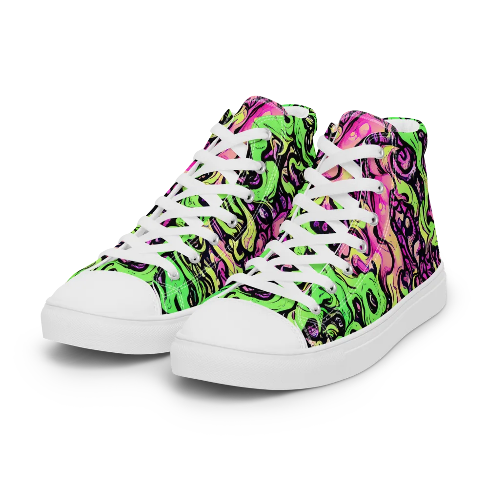 Acid Tangle on Women's High Top Canvas Shoes — Left Front
