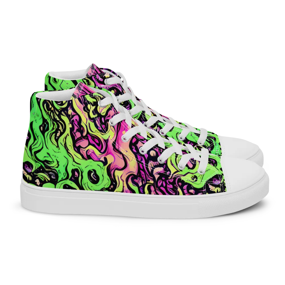 Acid Tangle on Women's High Top Canvas Shoes — Right