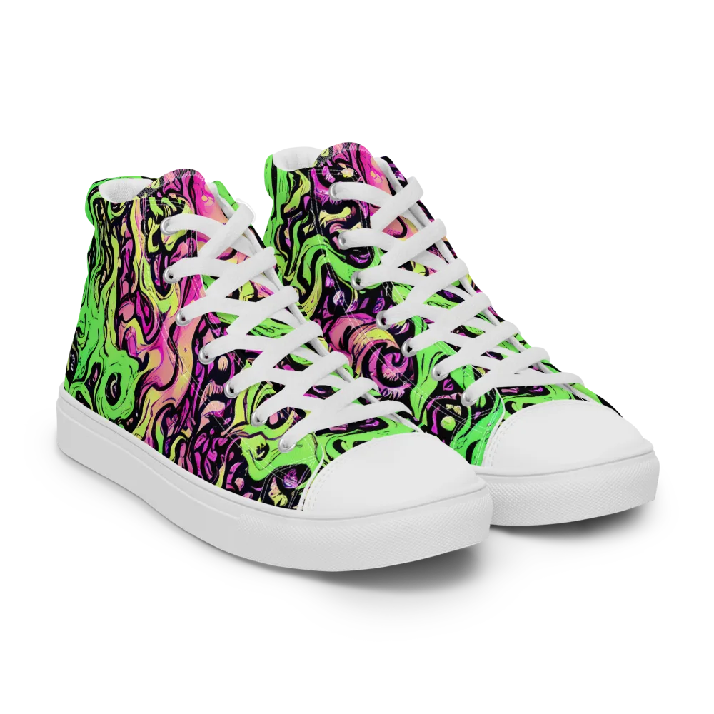 Acid Tangle on Women's High Top Canvas Shoes — Right Front