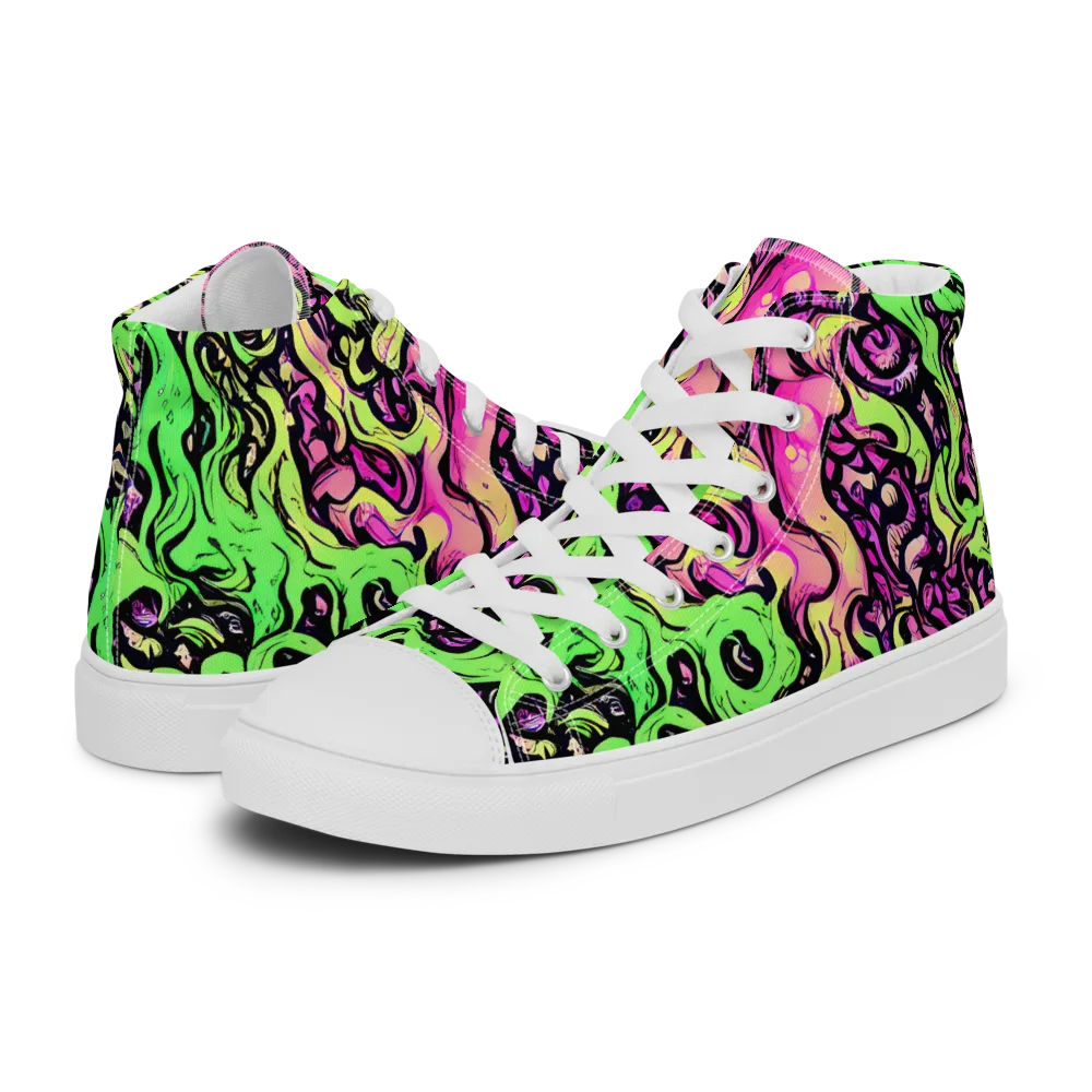 Acid Tangle on Women's High Top Canvas Shoes — Left