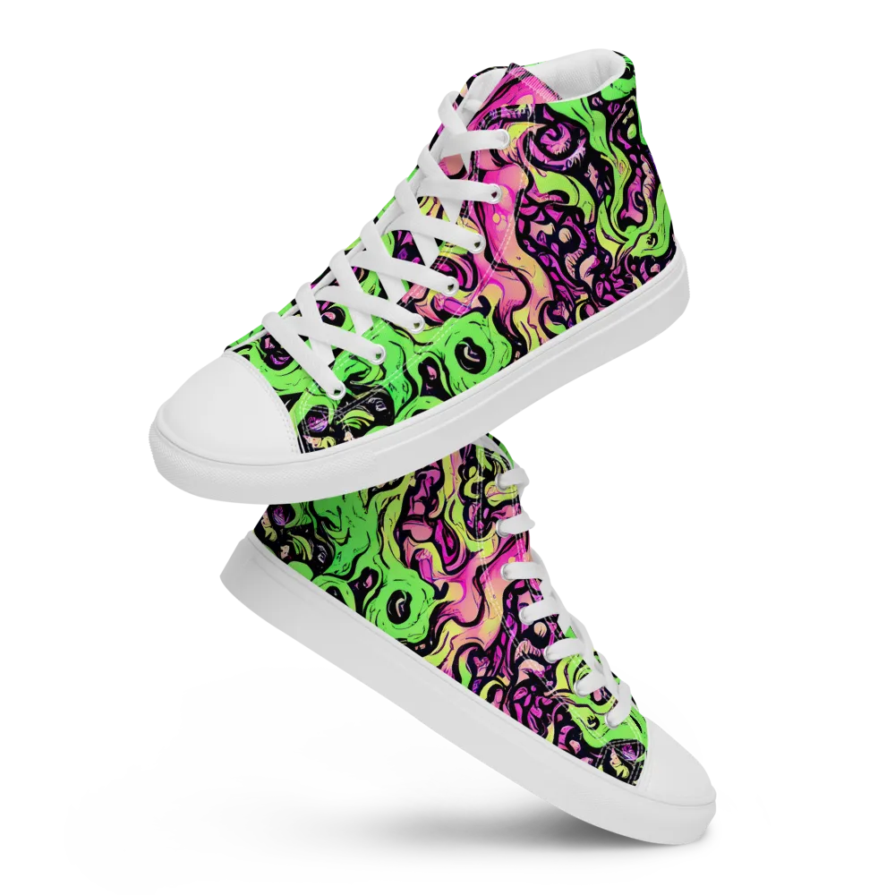 Acid Tangle on Women's High Top Canvas Shoes — Front