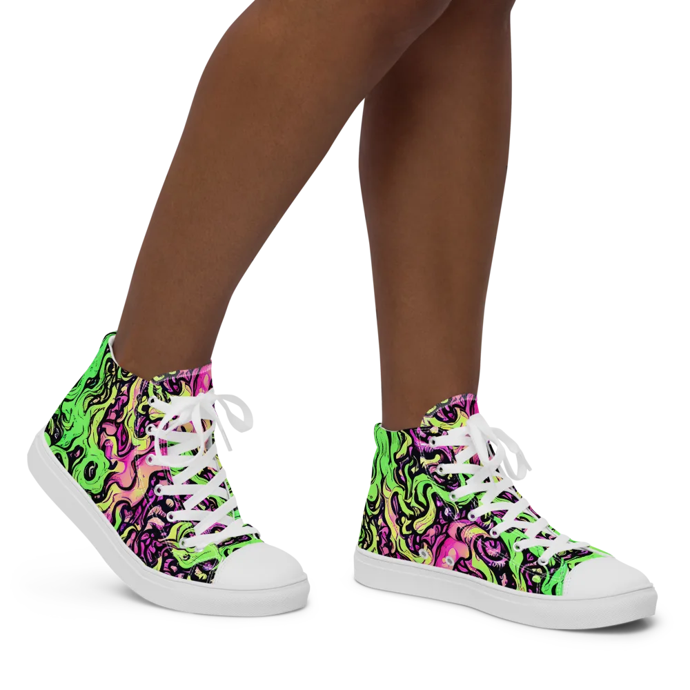 Acid Tangle on Women's High Top Canvas Shoes — Right