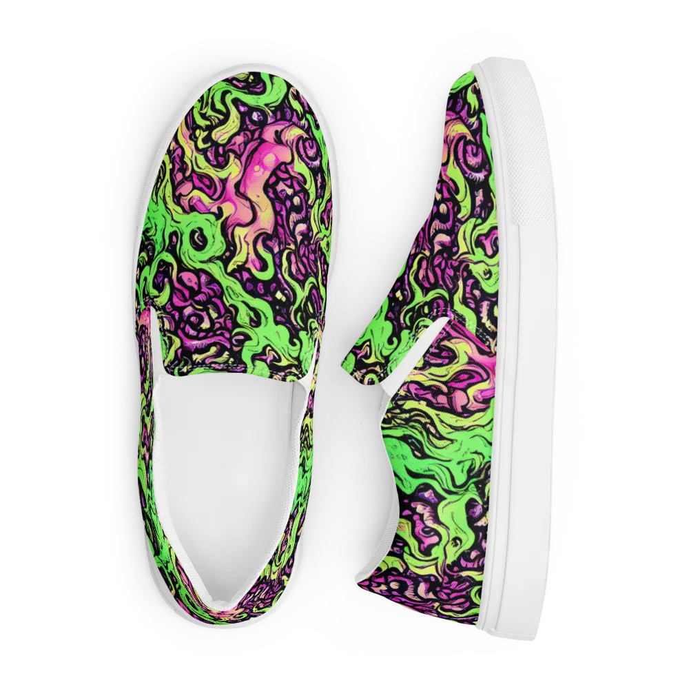 Acid Tangle on Men's Slip-On Canvas Shoes — Front