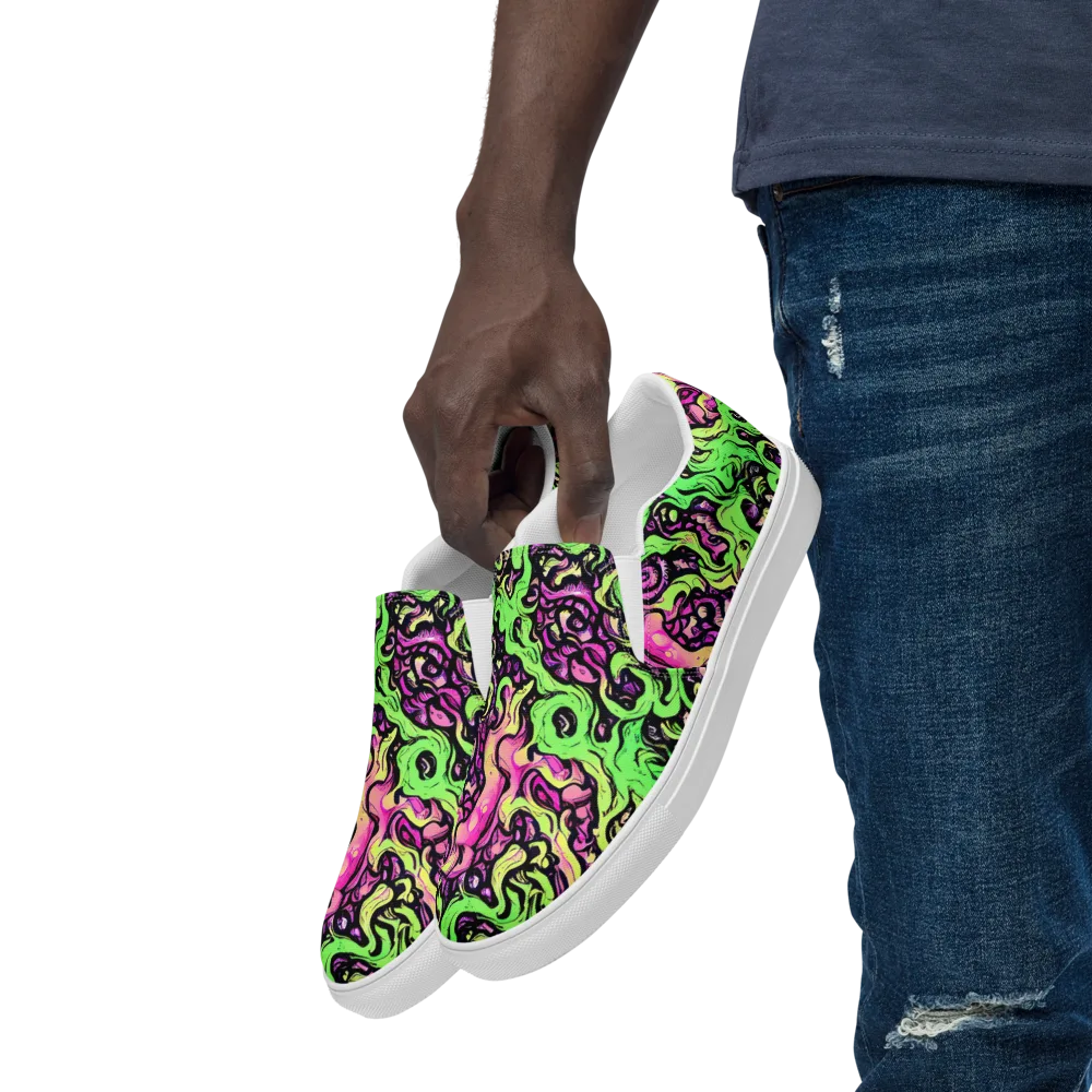 Acid Tangle on Men's Slip-On Canvas Shoes — Left Front