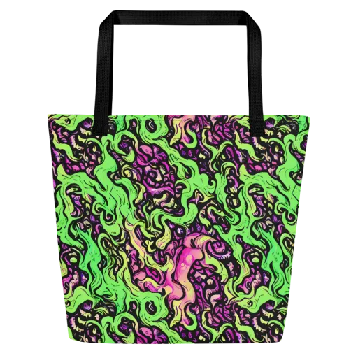 Acid Tangle on a Large Tote Bag W/ Pocket