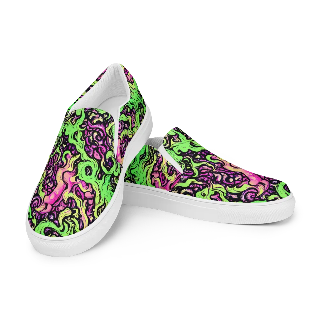 Acid Tangle on Women's Slip-On Canvas Shoes — Left Front