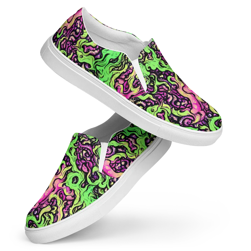 Acid Tangle on Women's Slip-On Canvas Shoes — Front