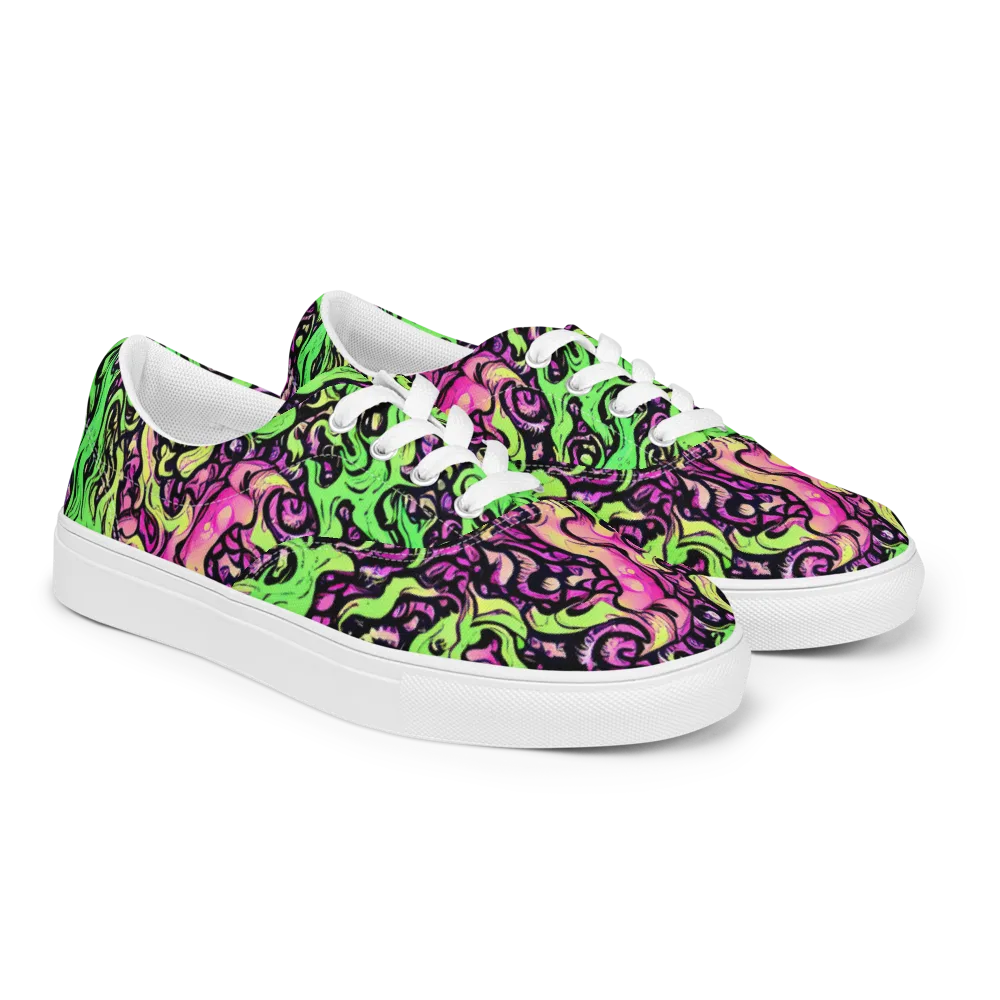 Acid Tangle on Men's Lace-Up Canvas Shoes — Right Front