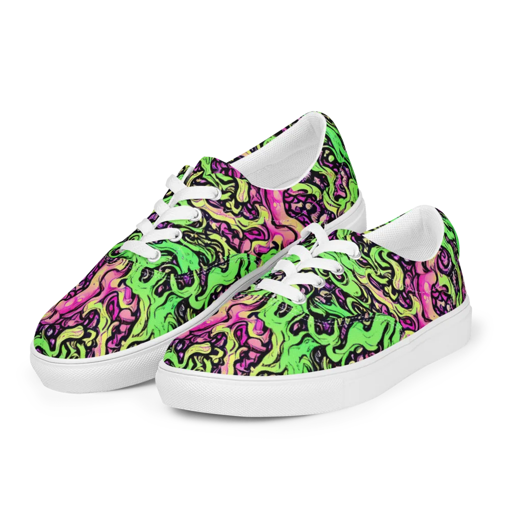 Acid Tangle on Men's Lace-Up Canvas Shoes — Left Front