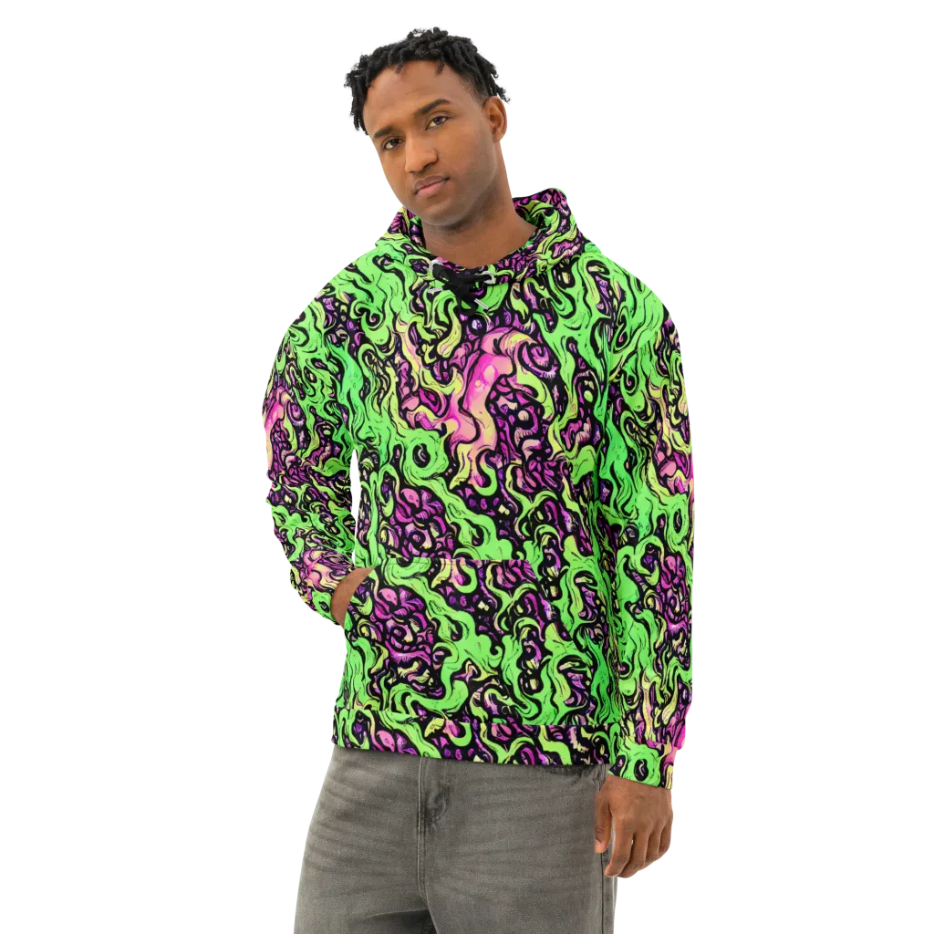 Acid Tangle on Cotton Hoodie — Left Front