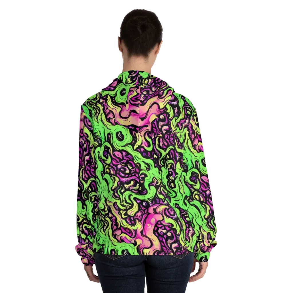 Acid Tangle on Women's Full-Zip Hoodie — Back On Person