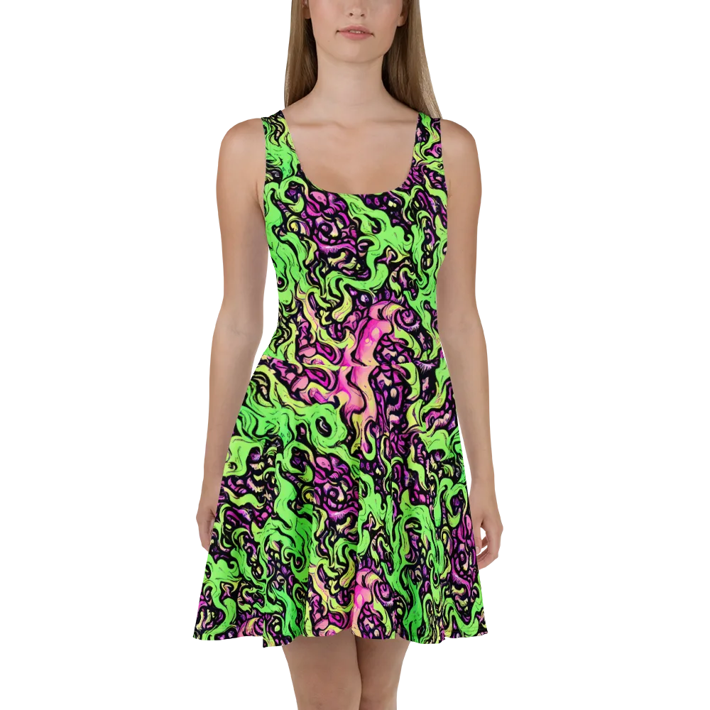 Acid Tangle on Skater Dress — Front