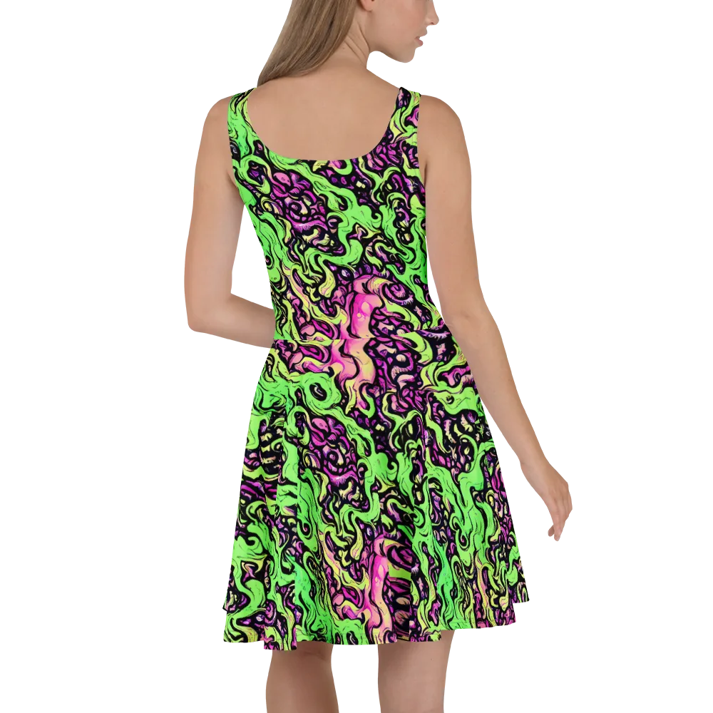 Acid Tangle on Skater Dress — Back