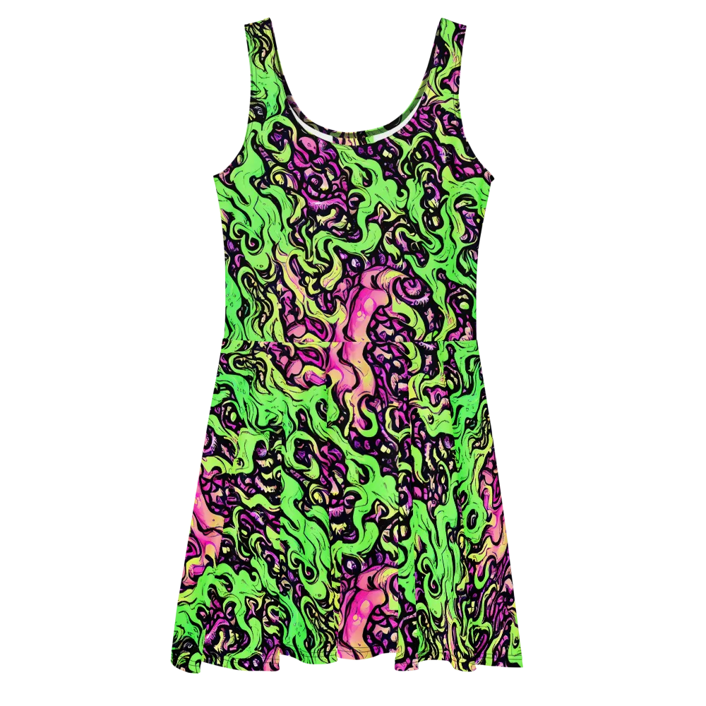 Acid Tangle on Skater Dress — Front