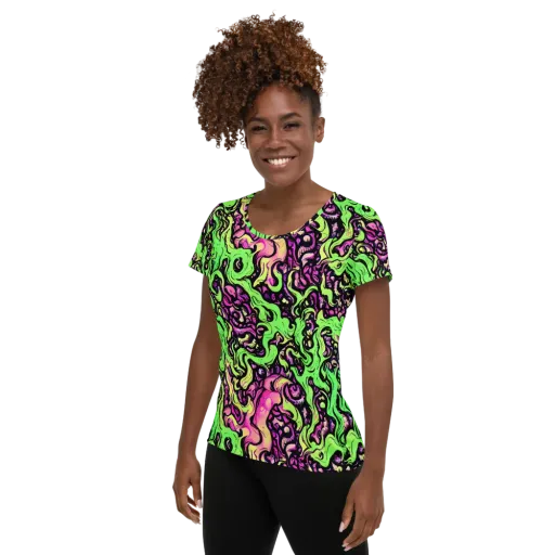 Acid Tangle on a Women's Athletic T-Shirt