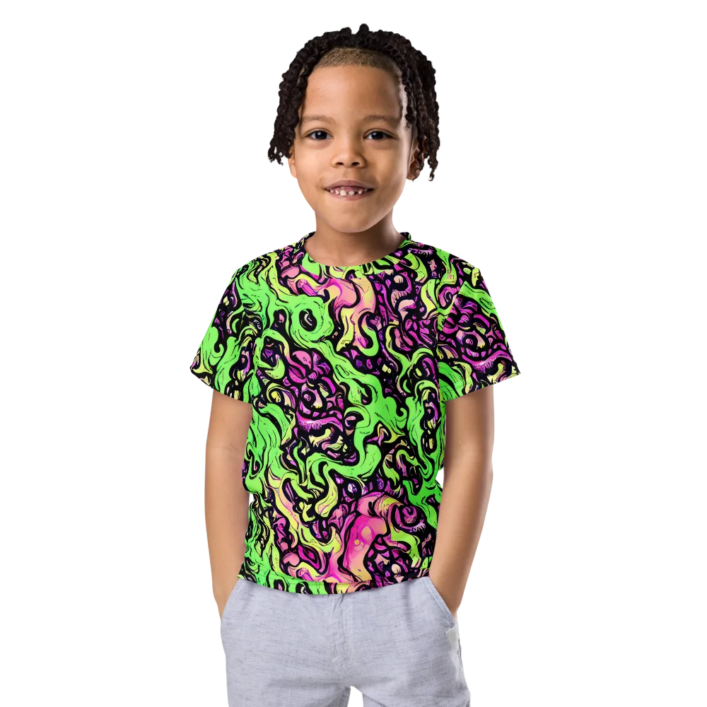 Acid Tangle on Kids Crew Neck T-Shirt — Front